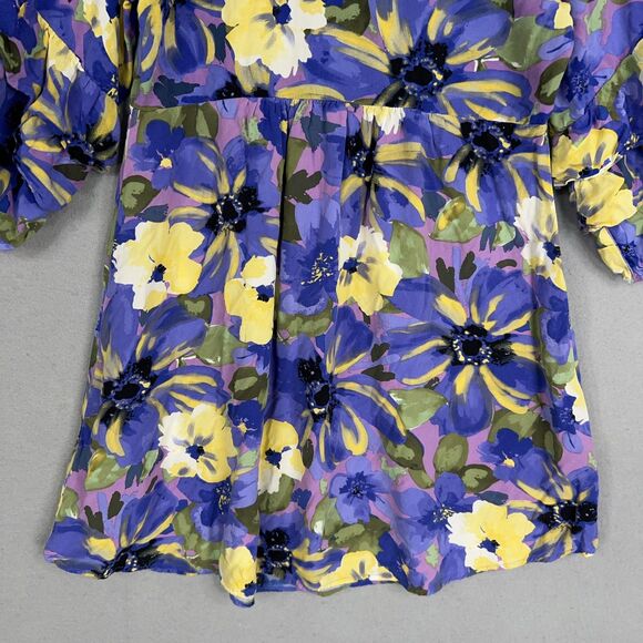 Fig and Flower Dress Womens Small Purple Yellow Boho Ruffle Layer Flowy Feminine - Picture 8 of 14